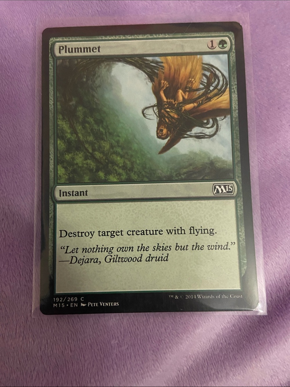 Magic: The Gathering "Plummet" M15 Green Instant Card